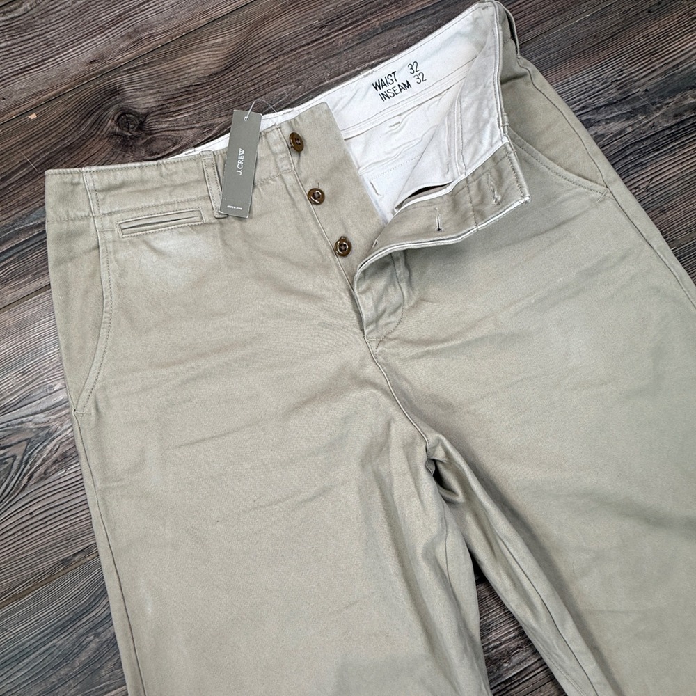 J.Crew Wallace & Barnes Mens Size 32x32 Officer Chino Pants Khaki Selvedge NWT - Picture 2 of 13